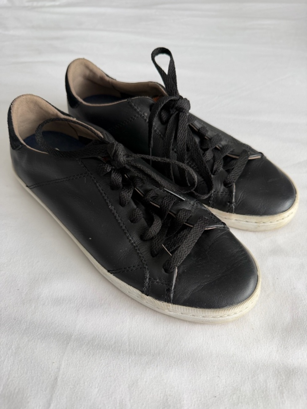 Cole Haan Black Leather White Sole Low-Top Sneakers White Soles